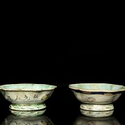 Two enamelled bowls ‘Flores’ 19th century