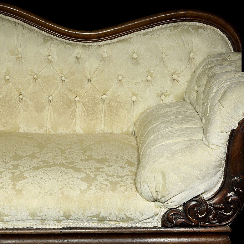 Chaise-longue victoriana con tapicería capitoné, Inglaterra, S.XIX