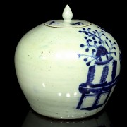 Blue and white tibor with lid, 20th century