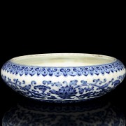 Tintero de porcelana, azul y blanco, S.XX