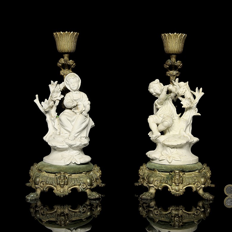 Pair of candleholders ‘Musicians’ 20th century