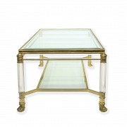 Coffee table in brass and glass