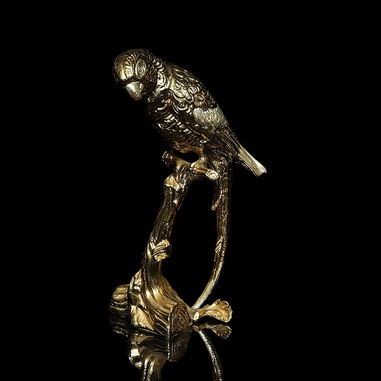 Gilded metal sculpture ‘Parrot’, 20th century