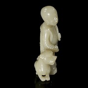 Carved jade figurine ‘Luohan with foo dog’, Qing dynasty