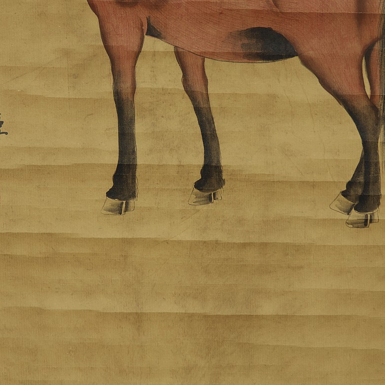 Chinese painting ‘Brown horse with calligraphy’, 20th century