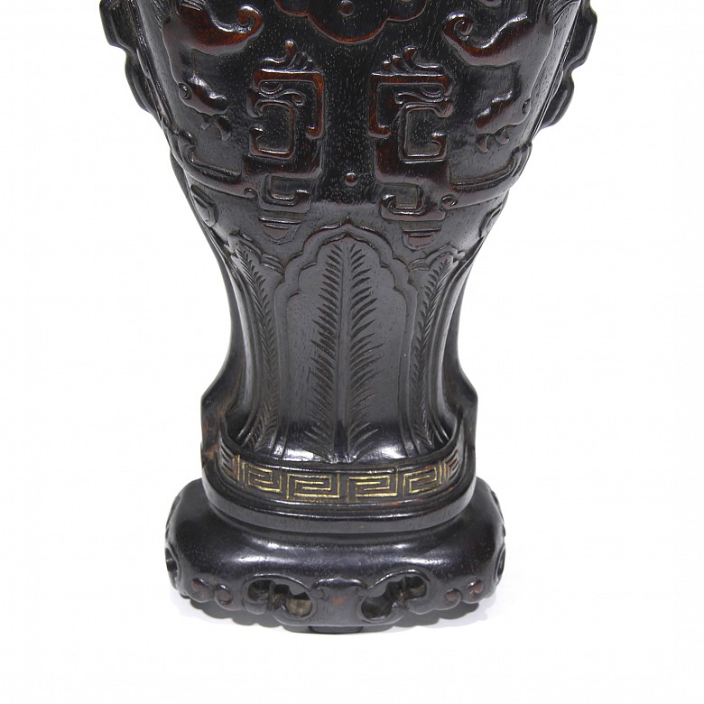 Decorative zitan wall vase, Qing dynasty.