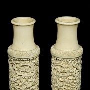 Pair of ivory vases, China, early 20th century