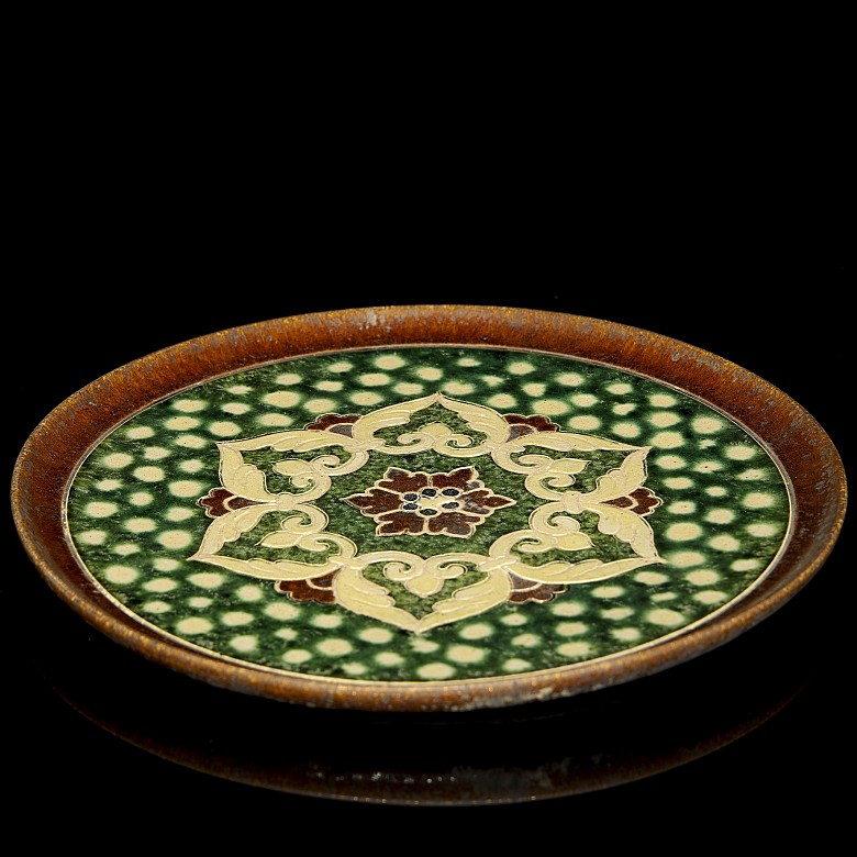 Sancai glazed ceramic dish, Tang dynasty