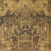 Tapestry with gallant scene, late 20th century