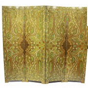 Veneered and painted wood screen, 20th century