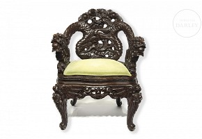 Chinese carved wooden armchair, 20th century