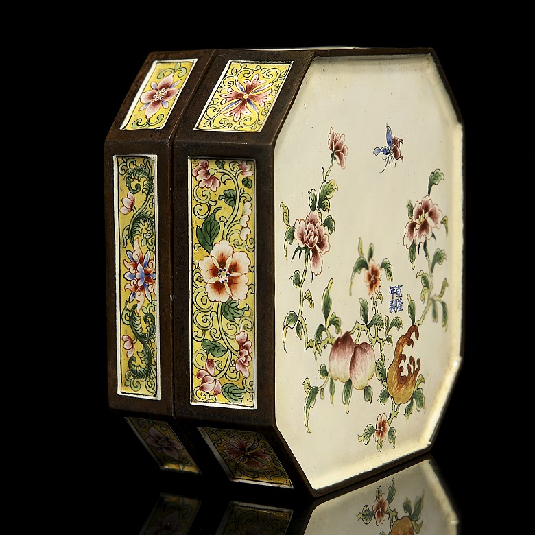 An enameled bronze box, mid-20th century