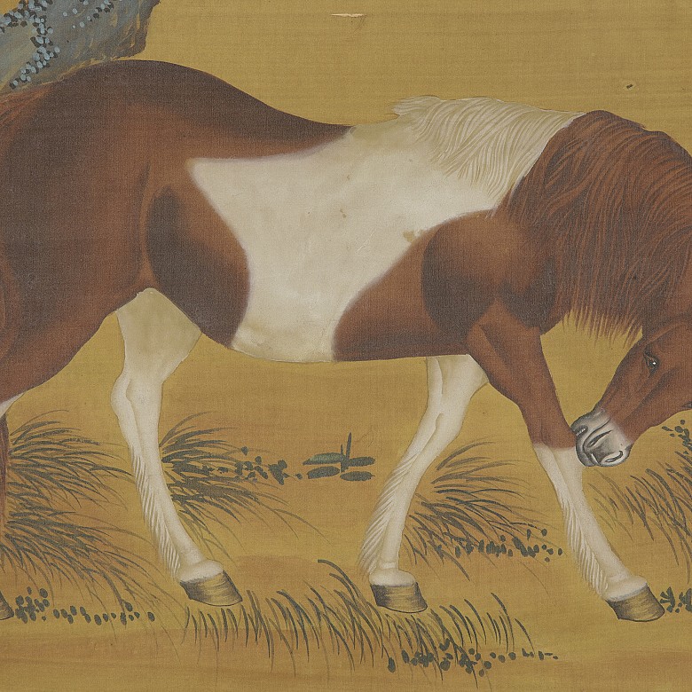 Chinese painting ‘Horse with bent head’, signed Lang Shining