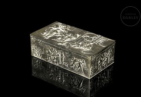 Silver box “Scenes of tavern”, 20th century