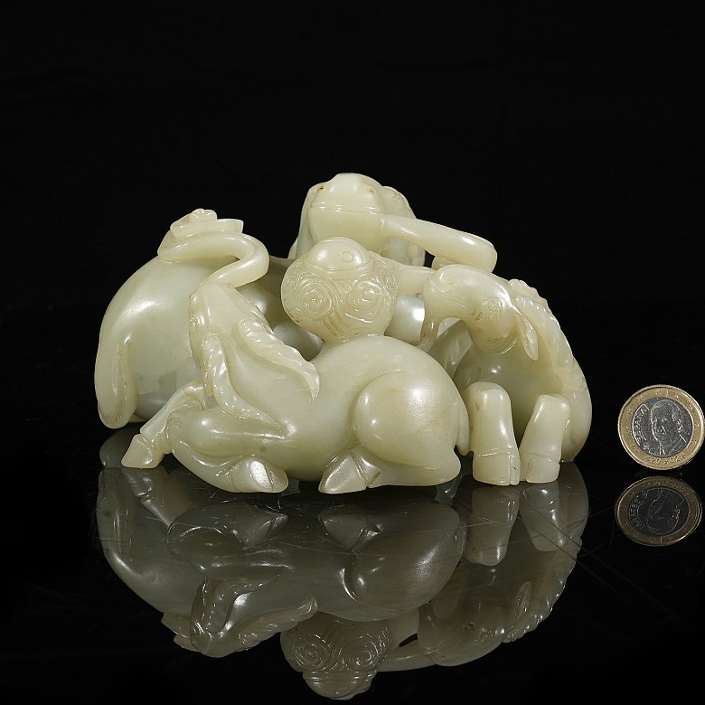 Jade figurine ‘Three Rams’, Qing dynasty