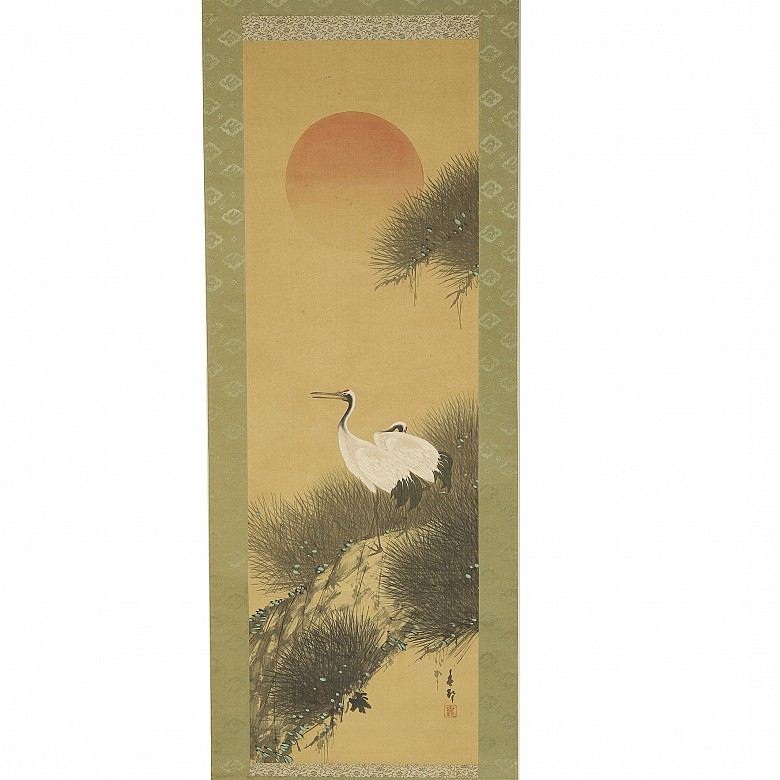 Chinese painting ‘Cranes at Sunset’, 20th century - 1