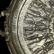 Large silver-plated metal tray, 20th century - 1