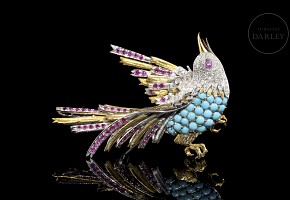 Gold ‘Bird’ brooch with diamonds and stones