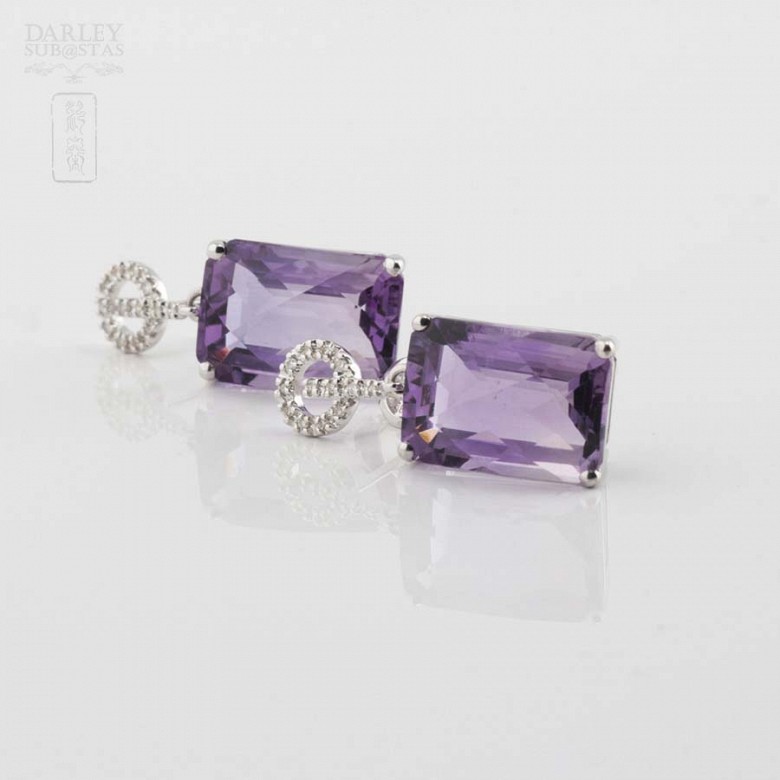 18k white gold and diamond amethyst earrings