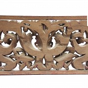 Carved wood lintel with acanthus scrolls, Indonesia