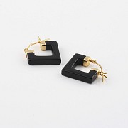 pendientes  ónix natural en oro amarillo de 18k - 1