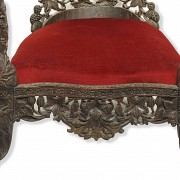 Wooden armchair with velvet seat, China, 20th century