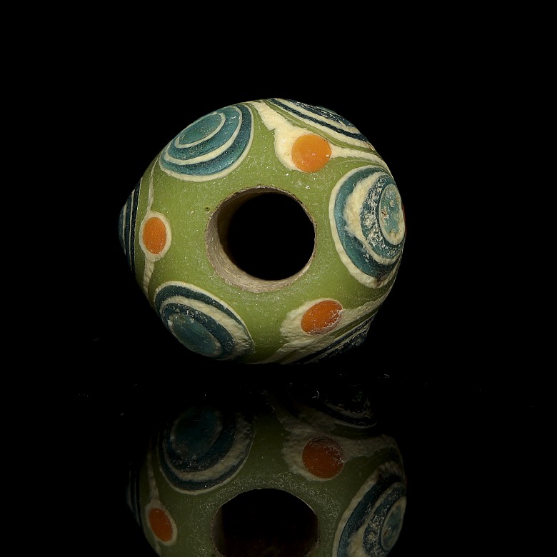 Green enamel bead, Warring States Period