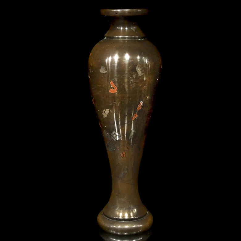 Inlaid bronze vase, Asia, 19th - 20th century