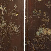 Inlaid lacquered wood folding screen, Qing dynasty