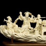 Carved ivory figure ‘Embarkation’, early 20th century