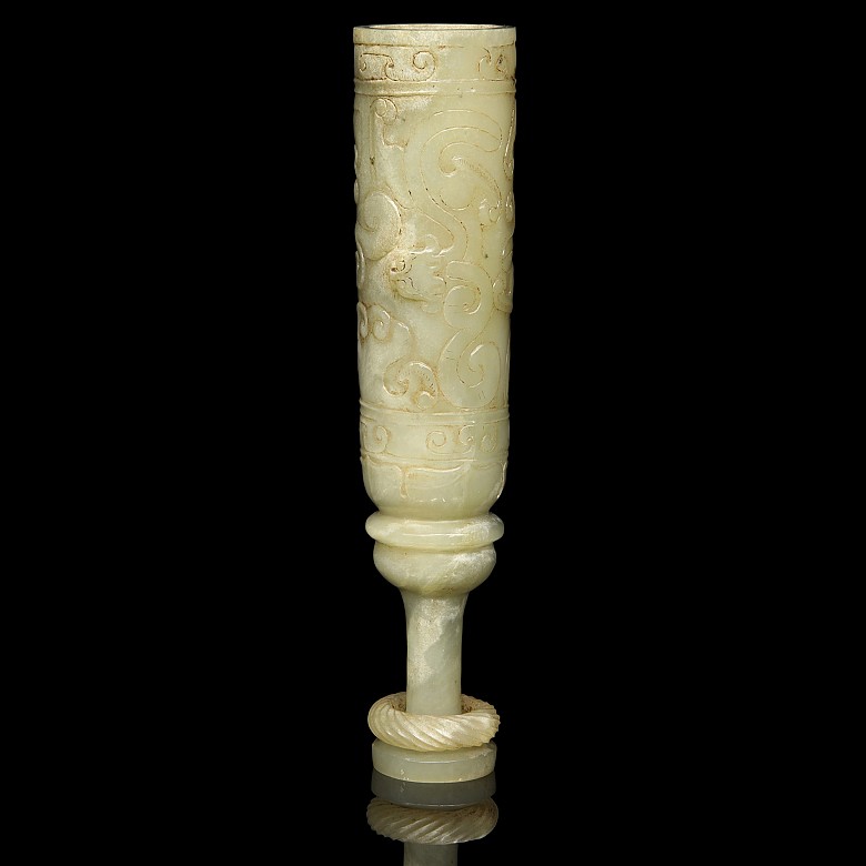 Carved jade ‘Mythical beast’ cup, Warring States