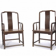 Pair of Chinese wooden chairs, Ming style.