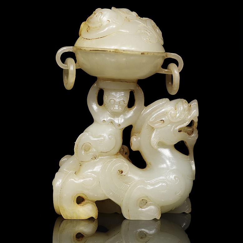 White jade oil lamp, Han dynasty