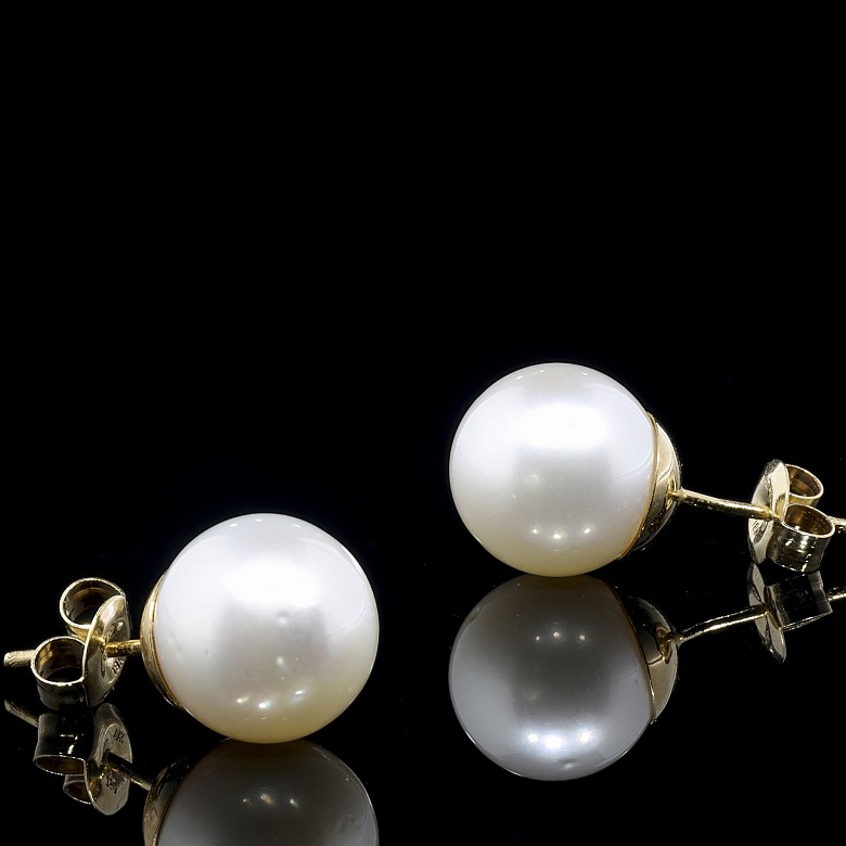 Yellow gold earrings with Australian pearl