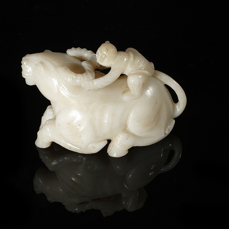 Carved jade figurine ‘Girl with Ox’, Qing dynasty