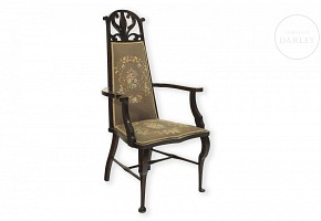 Art Nouveau carved wood armchair, 20th century