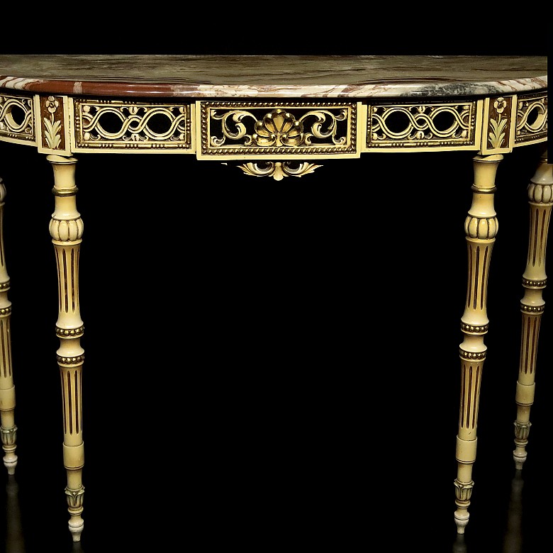 Console with marble top and mirror, Italy, mid-20th century