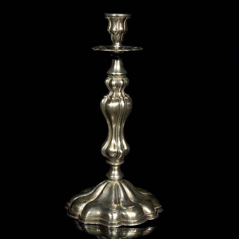 Punched silver candelabra, 20th century