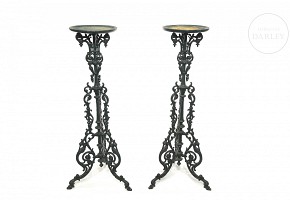 Pair of cast-iron pedestals, 20th century