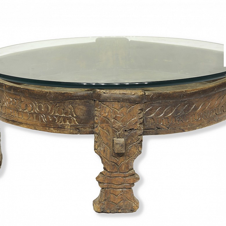 Low table with glass, 19th - 20th centuries