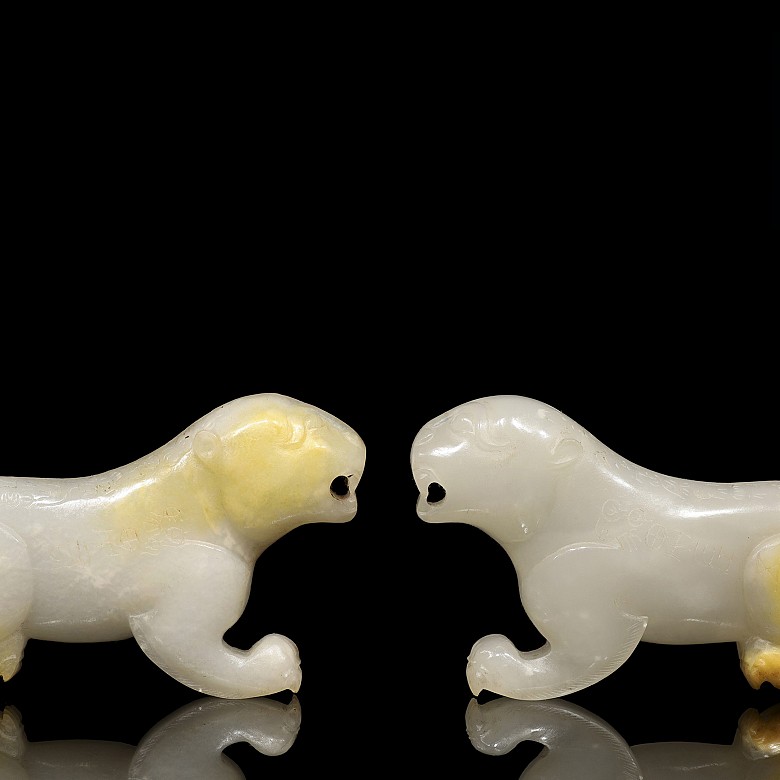 Amuleto de tigre de jade blanco, dinastía Han occidental