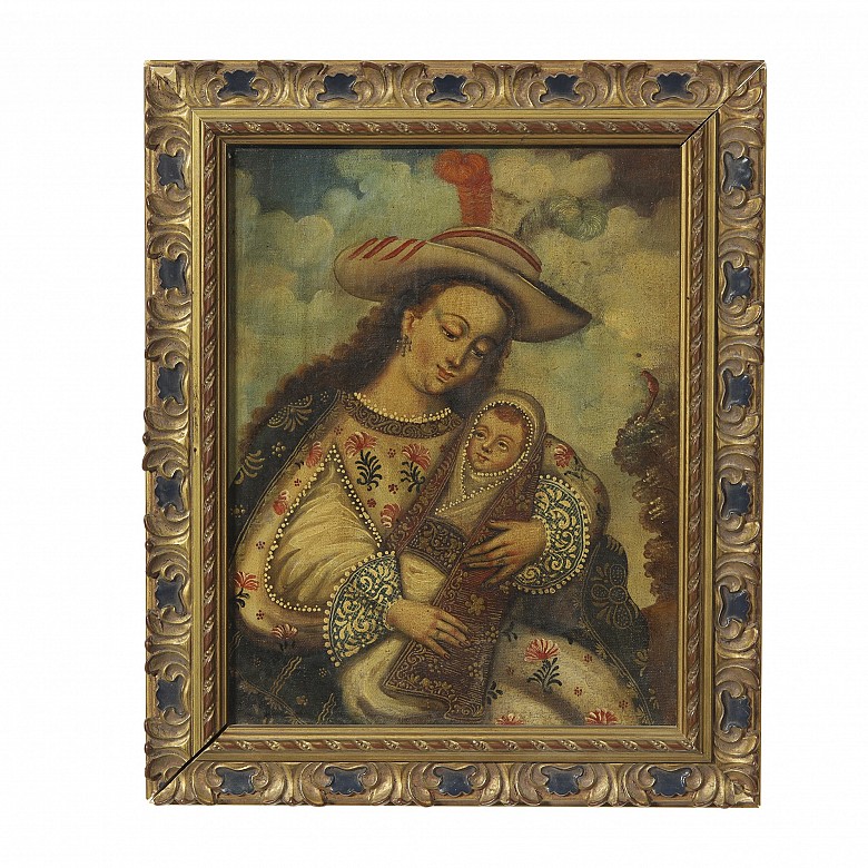 Colonial school 19th-20th century “Virgin with child”