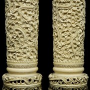 Pair of ivory vases, China, early 20th century