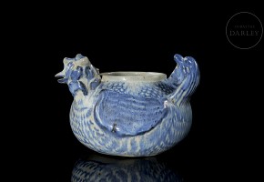 Porcelain-glazed  brush container ‘Mandarin Ducks’, Ming dynasty