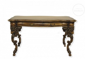 Louis XV wooden writing desk with ram's feet, 20th century