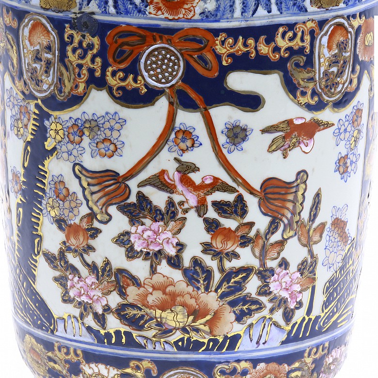 Enameled porcelain vase with golden details, 20th century