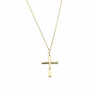 Cruz con cadena de oro amarillo 18 k