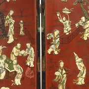 Inlaid lacquered wood folding screen, Qing dynasty