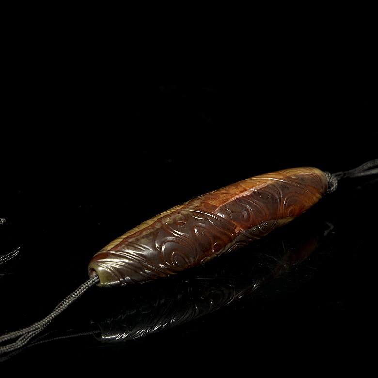 Three-coloured agate ‘Dzi’ bead, Zhou dynasty