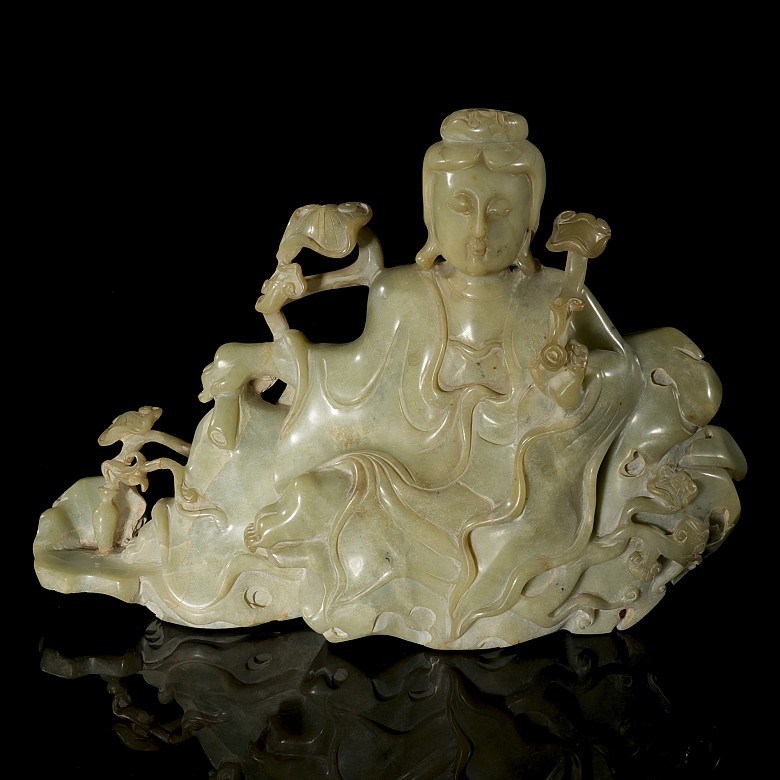 ‘Guanyn’ carved Shoushan stone, Qing dynasty